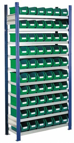 Steckregale mit Lagersichtkästen Modell 10 Grundfeld | RAL 5010 