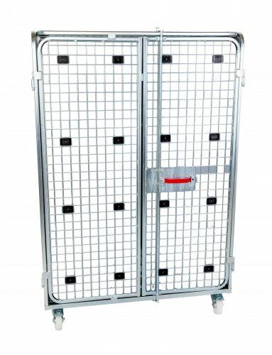 Stahlrollbehälter 1200 x 800 mm mit Sichtschutz rundum geschlossen mit Stahlboden 