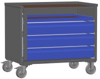 LCB I Gitterbox mit Schubladen (Teilauszug), Blechwänden und Rollen-Klicksystem 3 Schubladen H 170 mm, 1 Auszugsrahmen H 32 mm  - Bild 2
