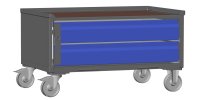 LCB I Halbhohe Gitterbox mit Schubladen (Teilauszug), Gitterwänden und Rollen-Klicksystem 2 Schubladen H 170 mm  - Bild 2