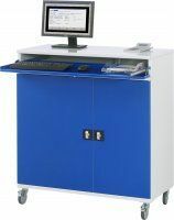 Computer-Schrank B 1100 mm | fahrbar | Tastaturfach mit Klappdeckel und Auszugstablar, Flügeltürfach H 800 mit Mitteltrennwand und beidseitig einem verstellbarem Auszugsboden  - Bild 2