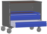 LCB I Gitterbox mit Schubladen (Teilauszug), Blechwänden und Rollen-Klicksystem  - Bild 3
