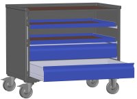 LCB I Gitterbox mit Schubladen (Teilauszug), Blechwänden und Rollen-Klicksystem  - Bild 4